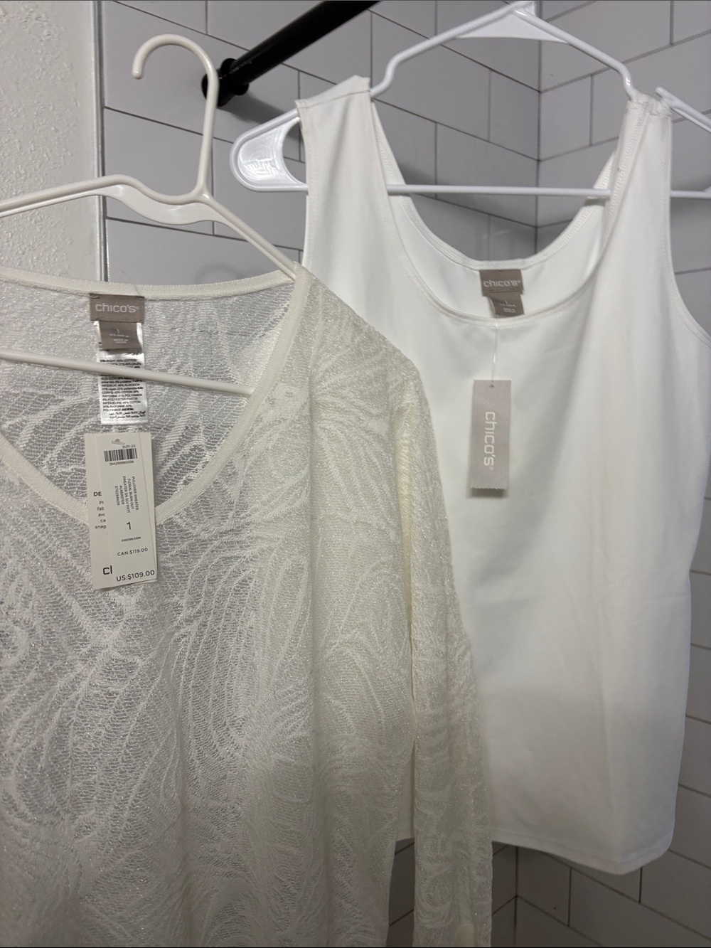 Chico's Cream Lace Overlay with White Tank Set *Bundle set